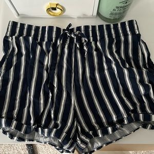 White striped blue shorts